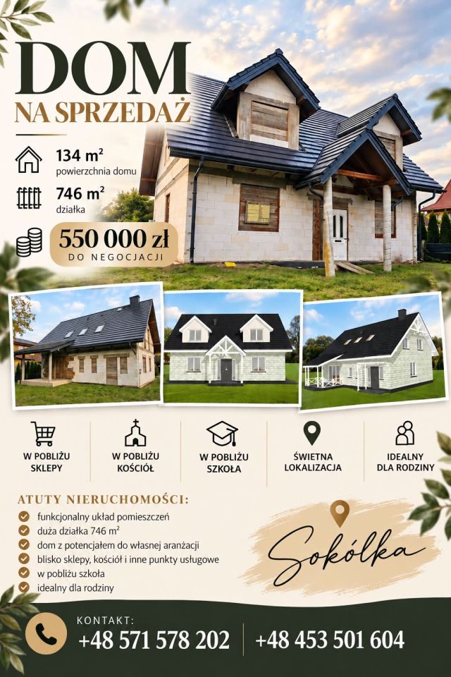 dom wolnostojący, 4 pokoje Sokółka, ul. Białostocka. Zdjęcie 1
