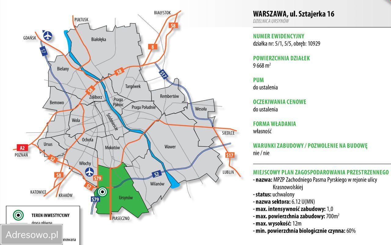 Działka budowlana Warszawa Ursynów, ul. Sztajerka. Zdjęcie 2