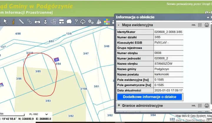 Działka budowlana Staniszów, ul. Radosna