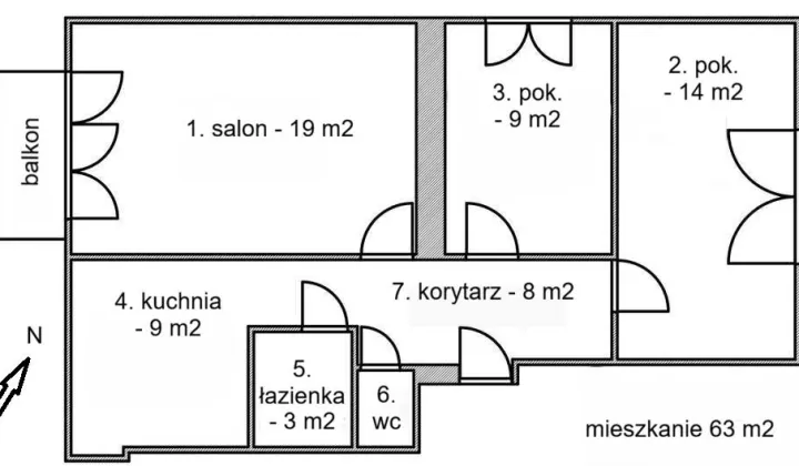 Mieszkanie 3-pokojowe Radomsko Centrum, ul. Lipowa