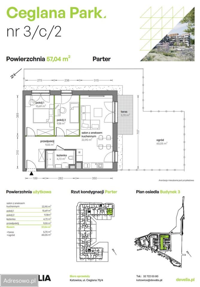 Mieszkanie 3-pokojowe Katowice Brynów, ul. Ceglana. Zdjęcie 2