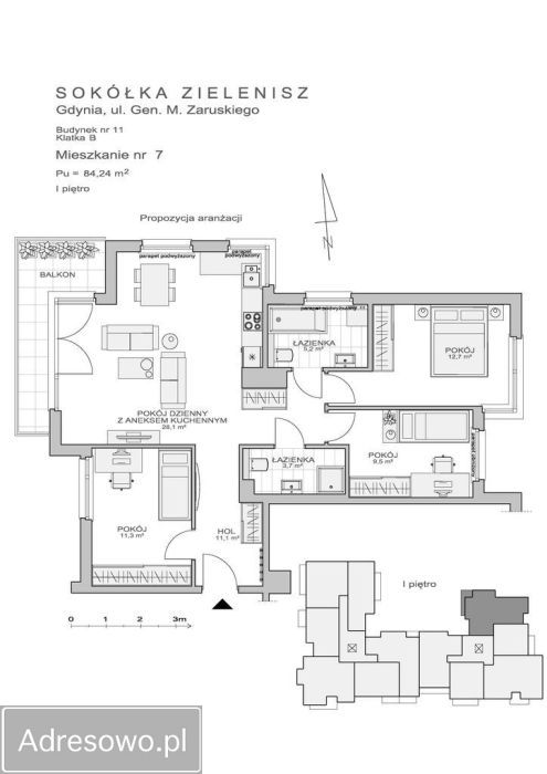 Mieszkanie 4-pokojowe Gdynia Chwarzno-Wiczlino, ul. gen. Mariusza Zaruskiego. Zdjęcie 14