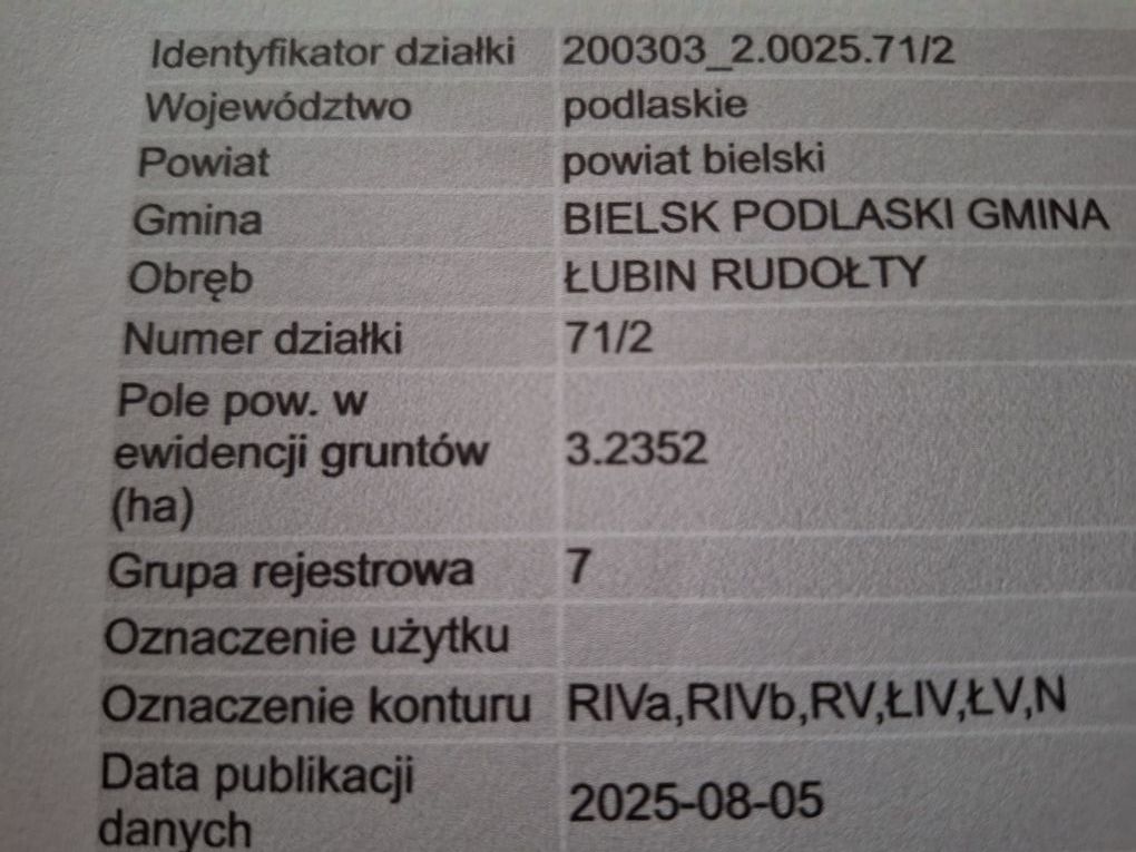 Działka rolna Łubin Rudołty