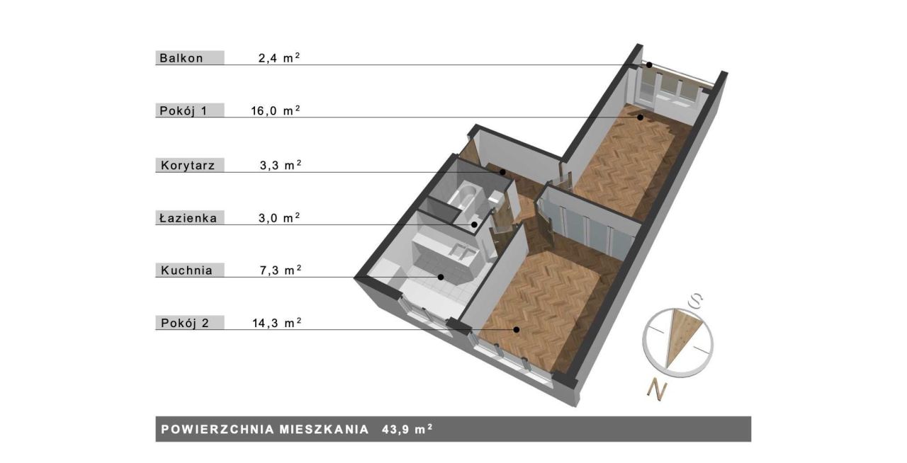 Mieszkanie 2-pokojowe Szczecin Centrum. Zdjęcie 3