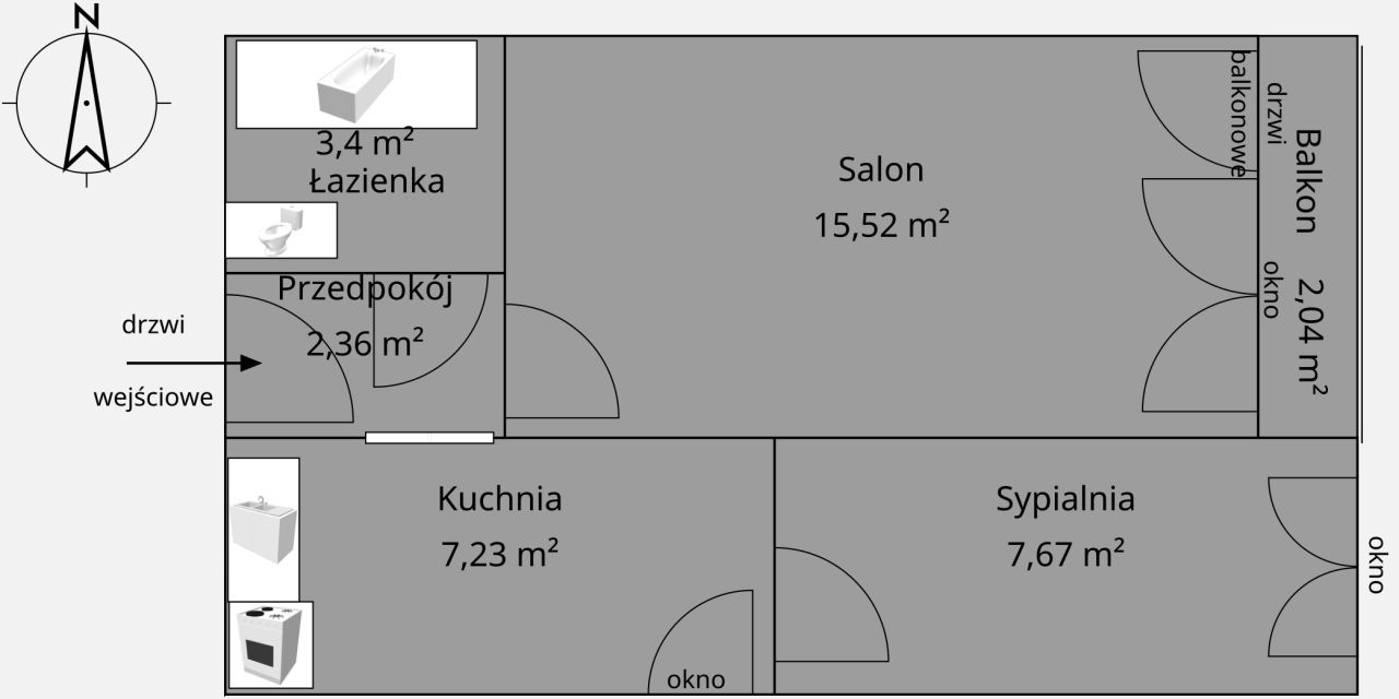 Mieszkanie 2-pokojowe Katowice Śródmieście, ul. ks. bp. Arkadiusza Lisieckiego. Zdjęcie 15