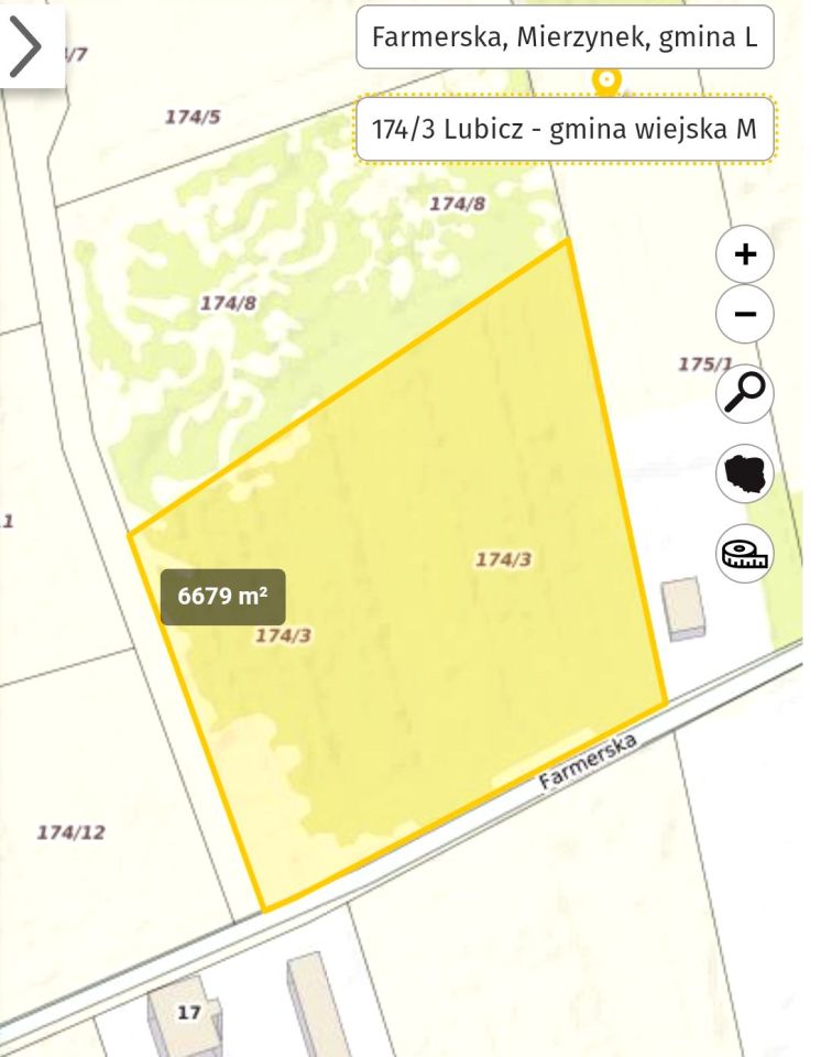 Działka budowlana Mierzynek, ul. Farmerska