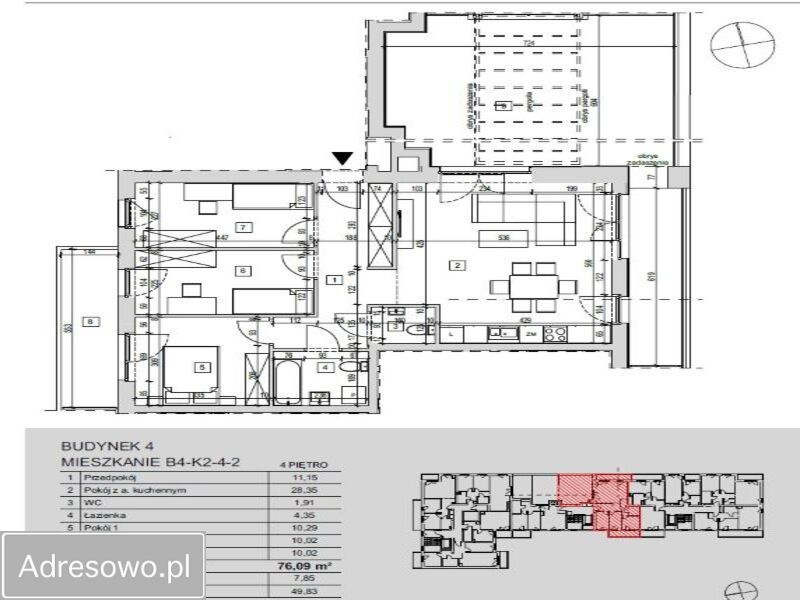 Mieszkanie 4-pokojowe Wrocław Żerniki, ul. Witolda Lipińskiego "Szczedronia". Zdjęcie 2