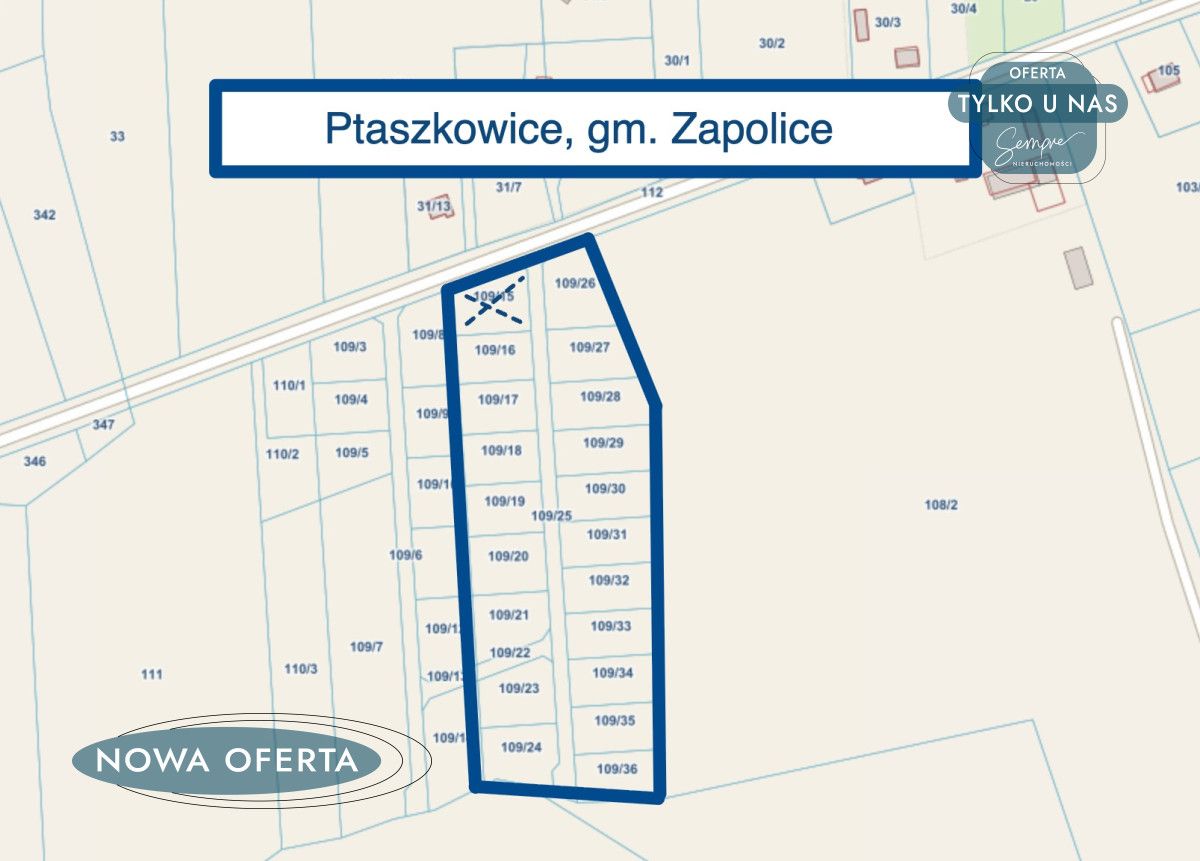 Działka budowlana Ptaszkowice. Zdjęcie 3