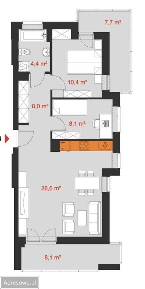 Mieszkanie 3-pokojowe Rzeszów Zalesie, al. gen. Władysława Sikorskiego. Zdjęcie 15