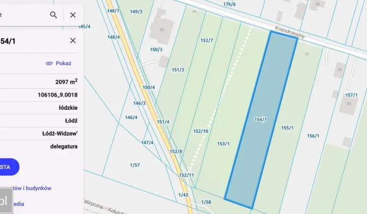 Działka rolno-budowlana Łódź Widzew, ul. Kosodrzewiny