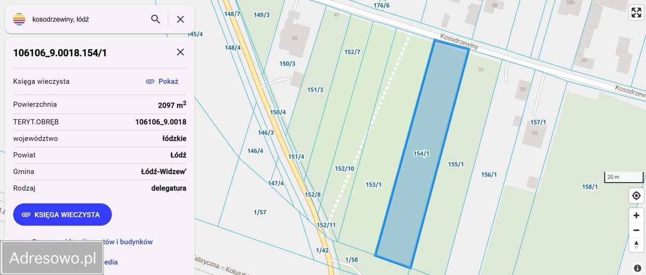 Działka rolno-budowlana Łódź Widzew, ul. Kosodrzewiny