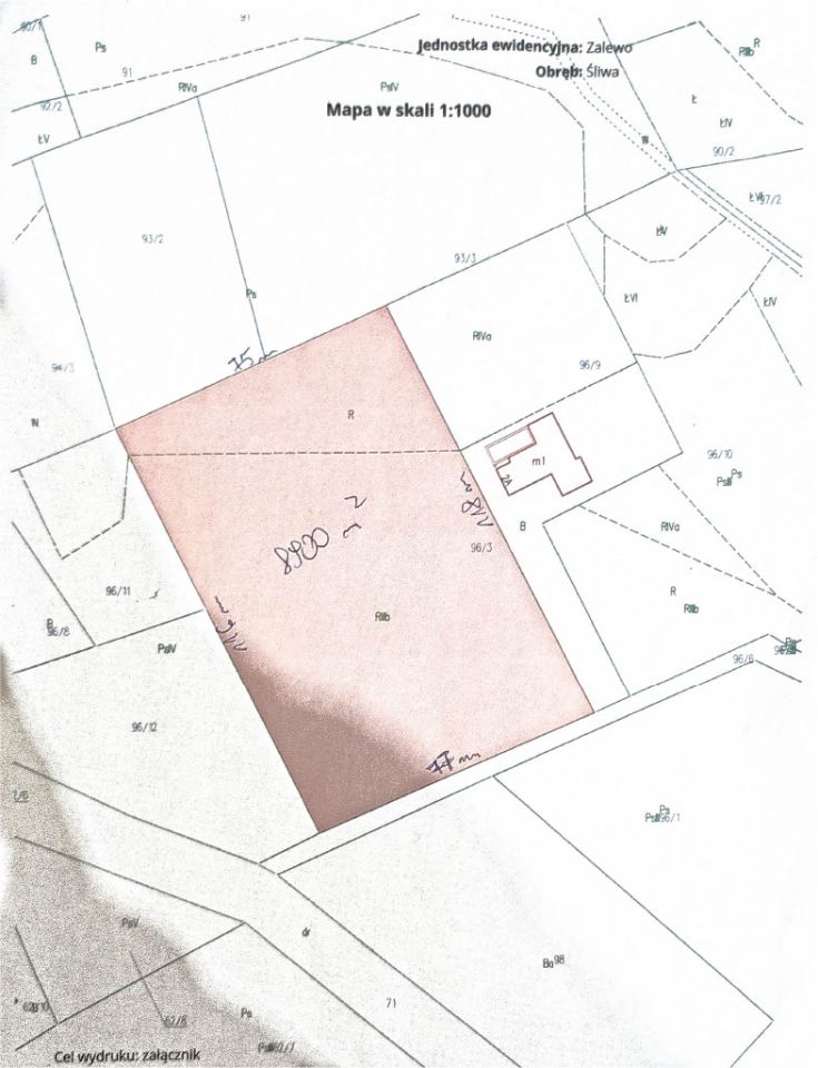 Działka rolno-budowlana Śliwa