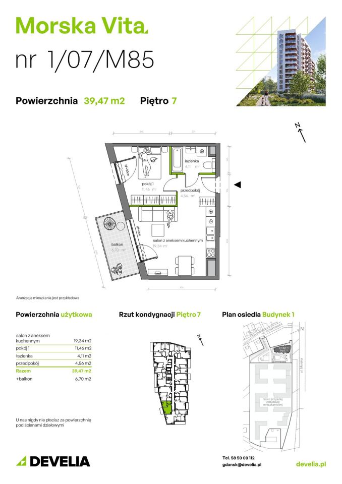 Mieszkanie 2-pokojowe Gdynia Leszczynki, ul. Działdowska. Zdjęcie 7