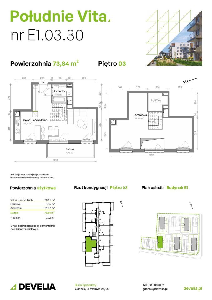 Mieszkanie 3-pokojowe Gdańsk Orunia Górna, ul. Kazimierza Wielkiego. Zdjęcie 7