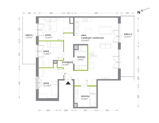 Mieszkanie 4-pokojowe Kraków Krowodrza, ul. Żabiniec. Zdjęcie 7