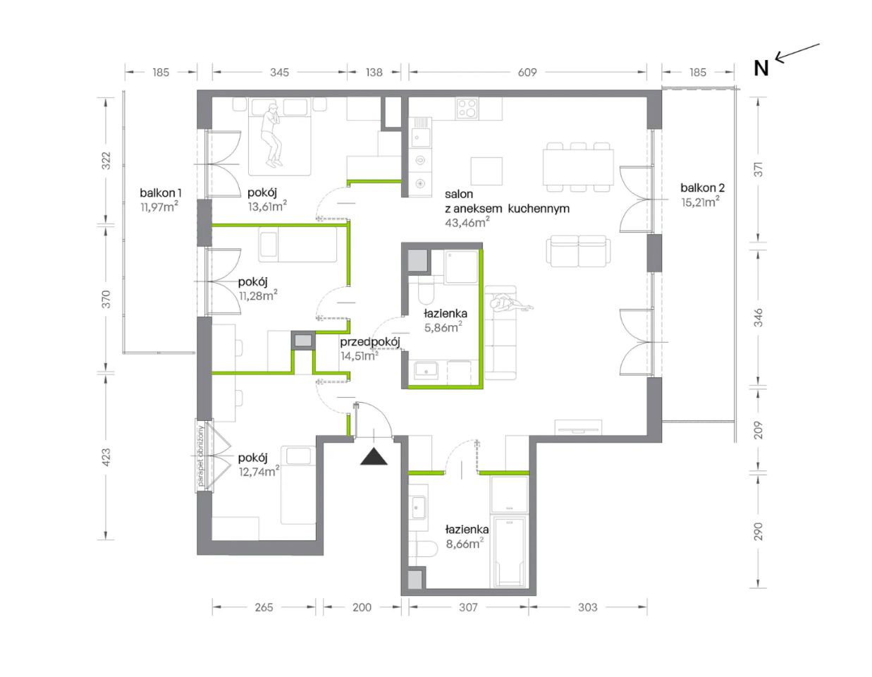 Mieszkanie 4-pokojowe Kraków Krowodrza, ul. Żabiniec. Zdjęcie 7