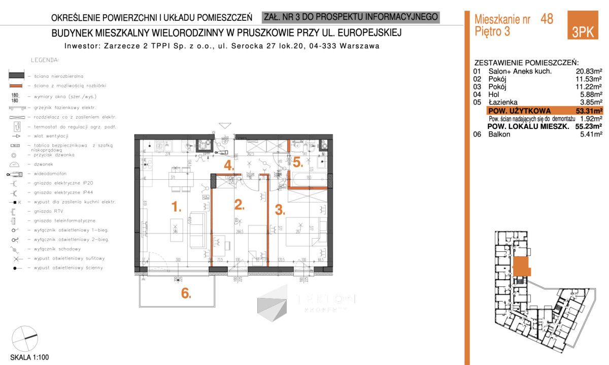 Mieszkanie 3-pokojowe Pruszków Żbików, ul. Europejska. Zdjęcie 5