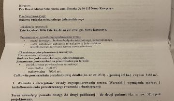 Działka rolno-budowlana Esterka Orłów
