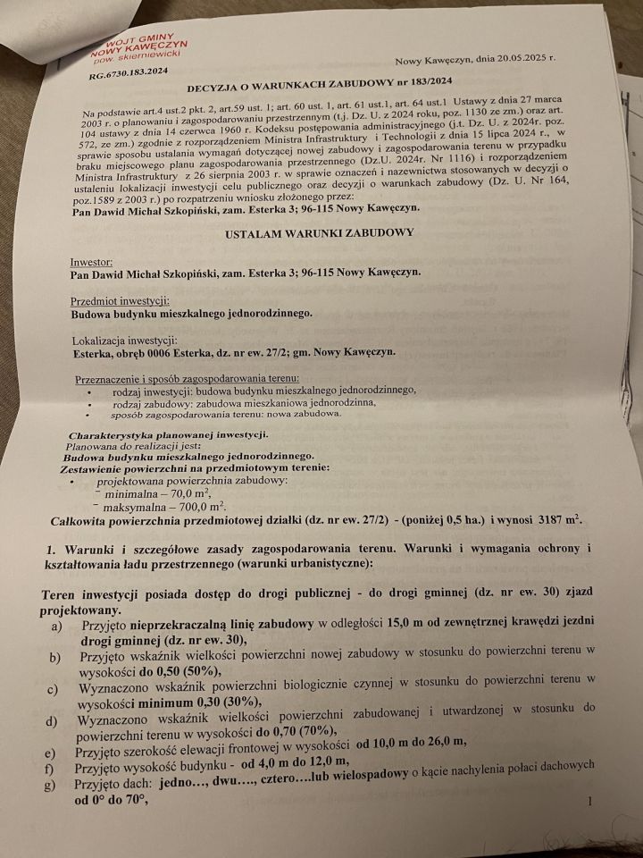 Działka rolno-budowlana Esterka Orłów