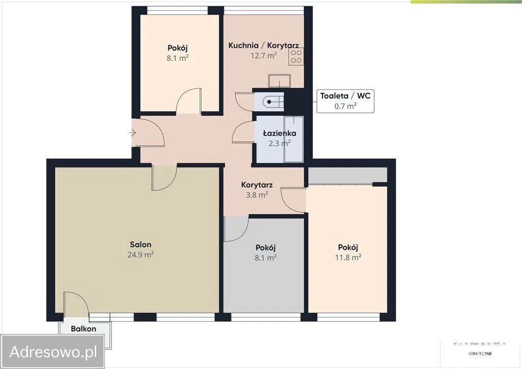 Mieszkanie 3-pokojowe Białystok Piaski, ul. Jerzego Waszyngtona. Zdjęcie 18