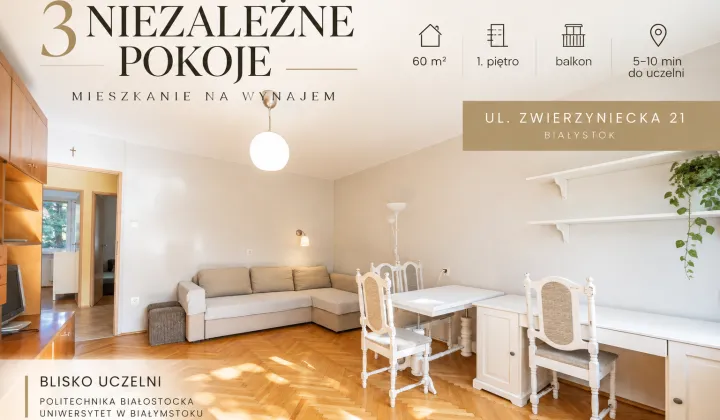 Mieszkanie 3-pokojowe Białystok Piaski, ul. Zwierzyniecka