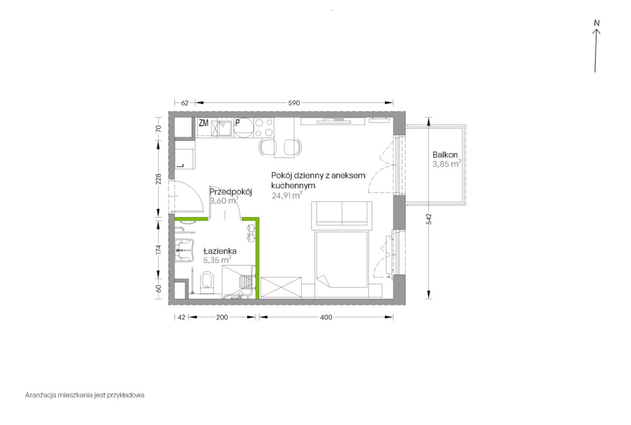 Mieszkanie 1-pokojowe Kraków Czyżyny, ul. Romana Ciesielskiego. Zdjęcie 14