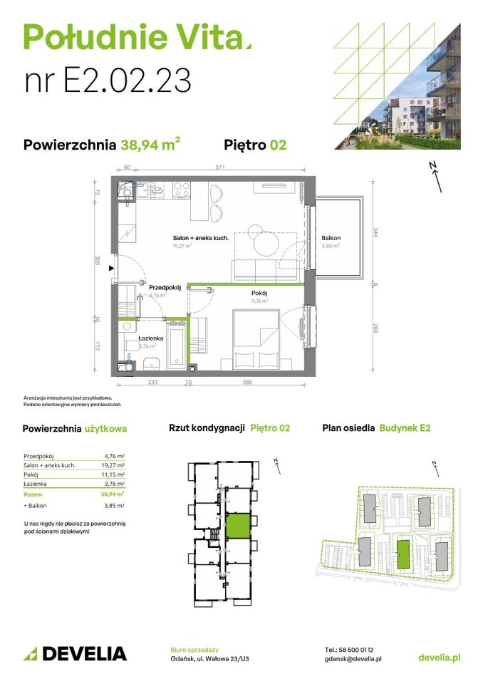 Mieszkanie 2-pokojowe Gdańsk Orunia Górna, ul. Kazimierza Wielkiego. Zdjęcie 7