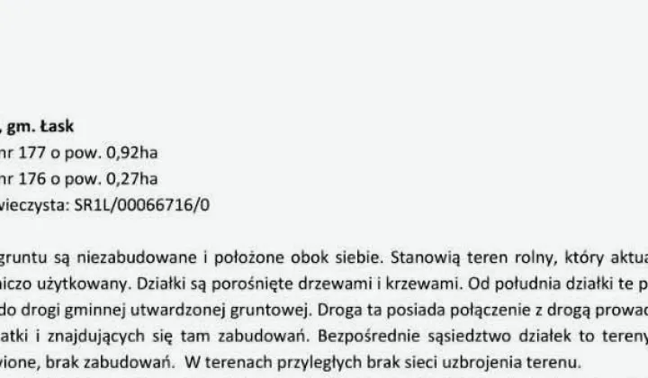 Działka rolna Łopatki
