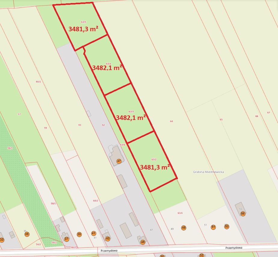 Działka budowlana Skierniewice Grabina Miedniewicka, ul. Przemysłowa