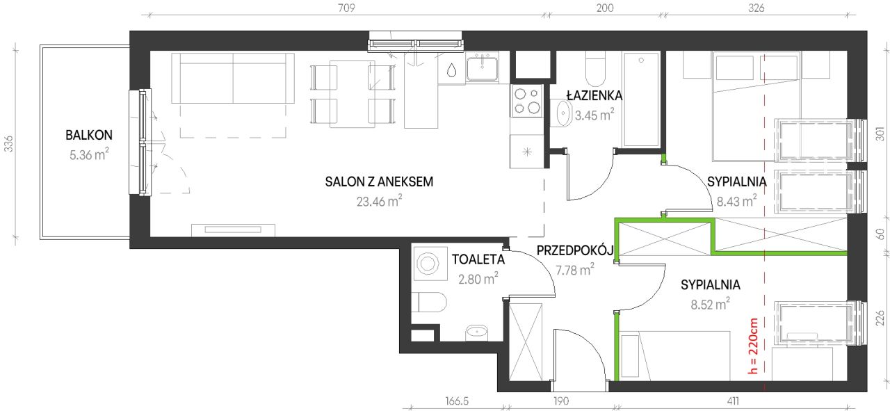 Mieszkanie 3-pokojowe Wrocław Maślice, ul. Augustowska. Zdjęcie 6