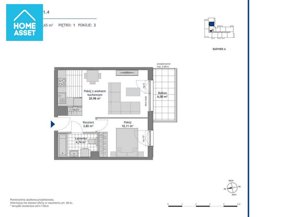 Mieszkanie 2-pokojowe Gdańsk Piecki, al. Aleja Pawła Adamowicza. Zdjęcie 7