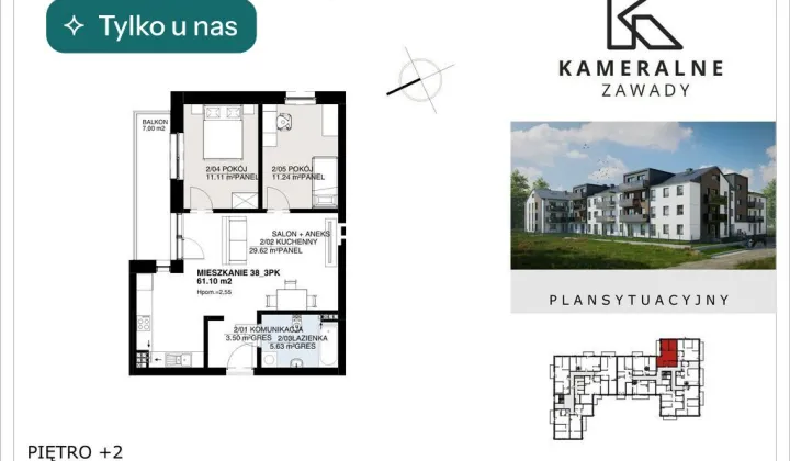 Mieszkanie 3-pokojowe Białystok Zawady, ul. św. Krzysztofa