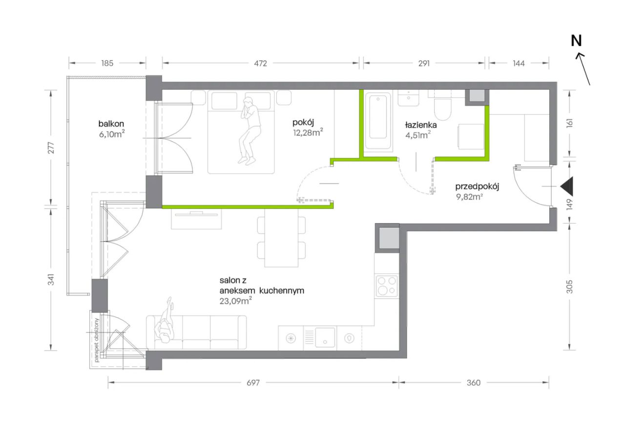 Mieszkanie 2-pokojowe Kraków Krowodrza, ul. Żabiniec. Zdjęcie 7