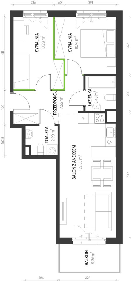 Mieszkanie 3-pokojowe Wrocław Maślice, ul. Augustowska. Zdjęcie 6