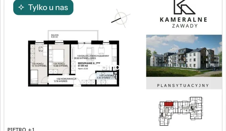 Mieszkanie 3-pokojowe Białystok Zawady, ul. św. Krzysztofa