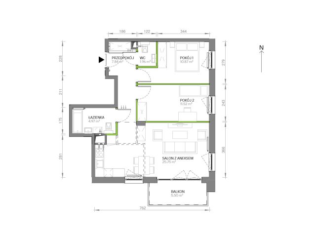 Mieszkanie 3-pokojowe Gdańsk Chełm, ul. Ptasia. Zdjęcie 7