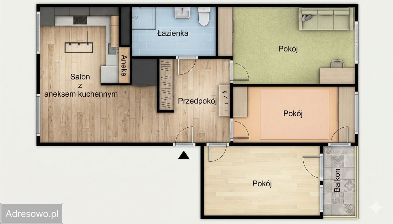 Mieszkanie 3-pokojowe Wrocław Psie Pole, ul. Chorwacka. Zdjęcie 6
