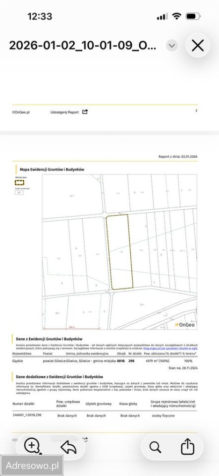 Działka inwestycyjna Gliwice Bojków. Zdjęcie 2