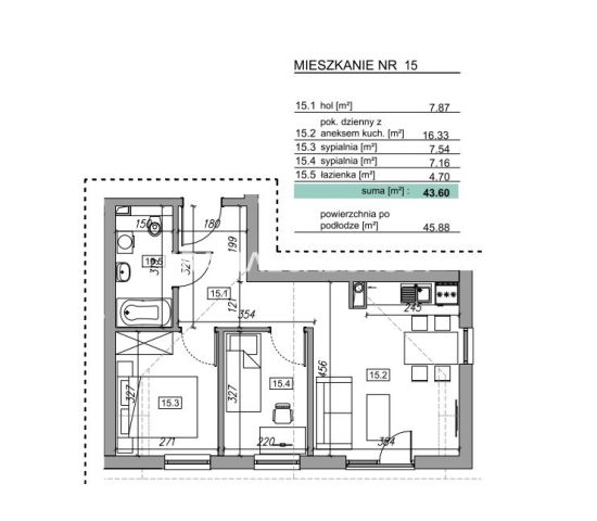 Mieszkanie 3-pokojowe Myślenice, Zawada. Zdjęcie 12