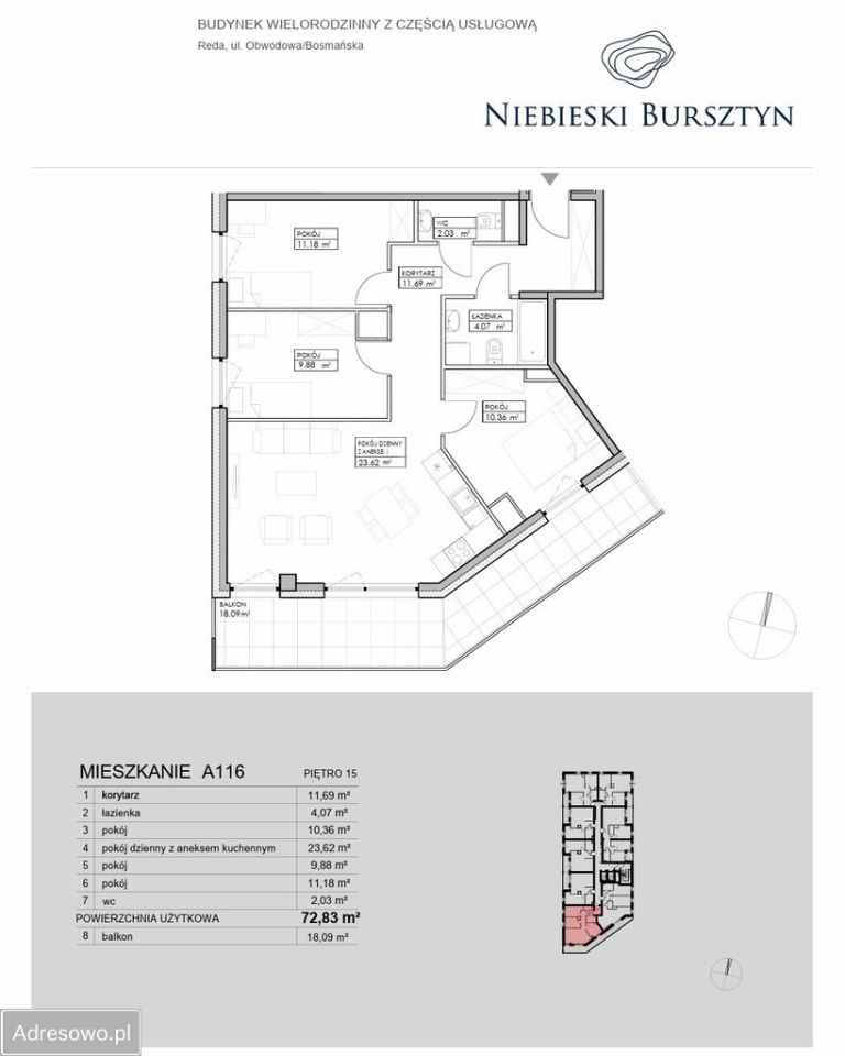 Mieszkanie 4-pokojowe Reda, ul. Bosmańska. Zdjęcie 20