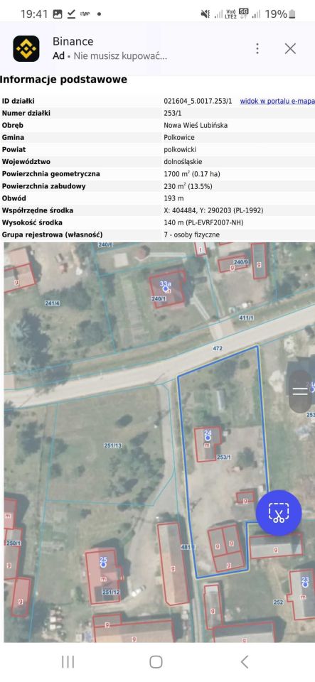 Działka budowlana Nowa Wieś Lubińska. Zdjęcie 3