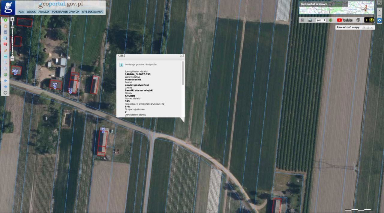 Działka rolna Krubin