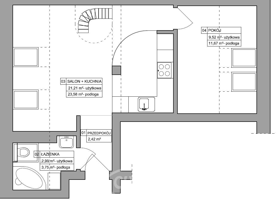 Mieszkanie 3-pokojowe Wrocław Oporów, ul. Wiejska. Zdjęcie 19