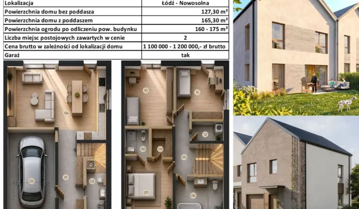 dom szeregowy, 5 pokoi Łódź Nowosolna