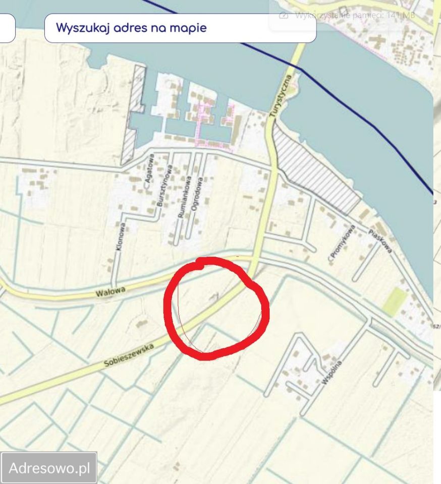 Działka inwestycyjna Wiślinka, ul. Sobieszewska