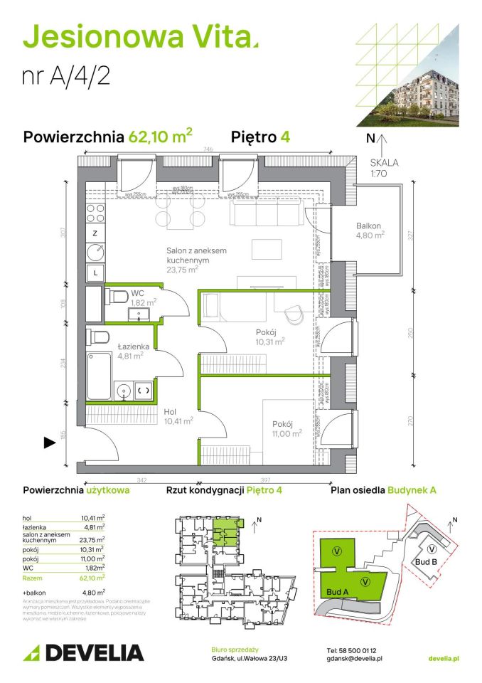 Mieszkanie 3-pokojowe Gdańsk Wrzeszcz, ul. Jesionowa. Zdjęcie 6