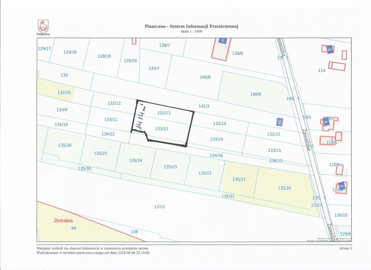 Działka budowlana Wólka Pracka Zawady, ul. Zawadzka