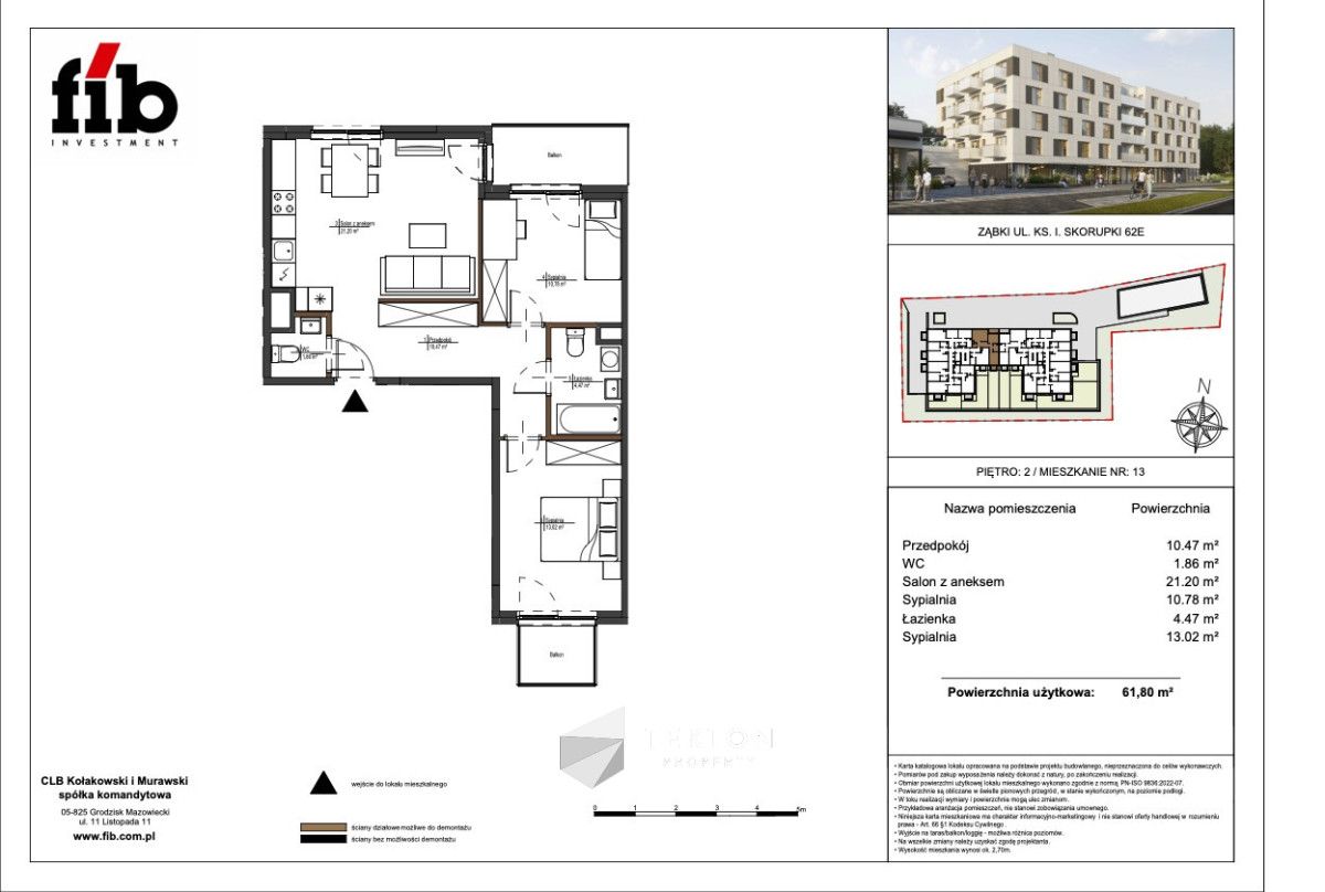 Mieszkanie 3-pokojowe Ząbki, ul. ks. Ignacego Skorupki. Zdjęcie 2
