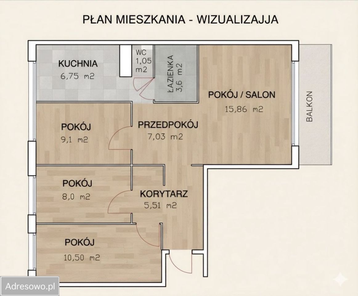 Mieszkanie 4-pokojowe Poznań Grunwald, os. Mikołaja Kopernika. Zdjęcie 4