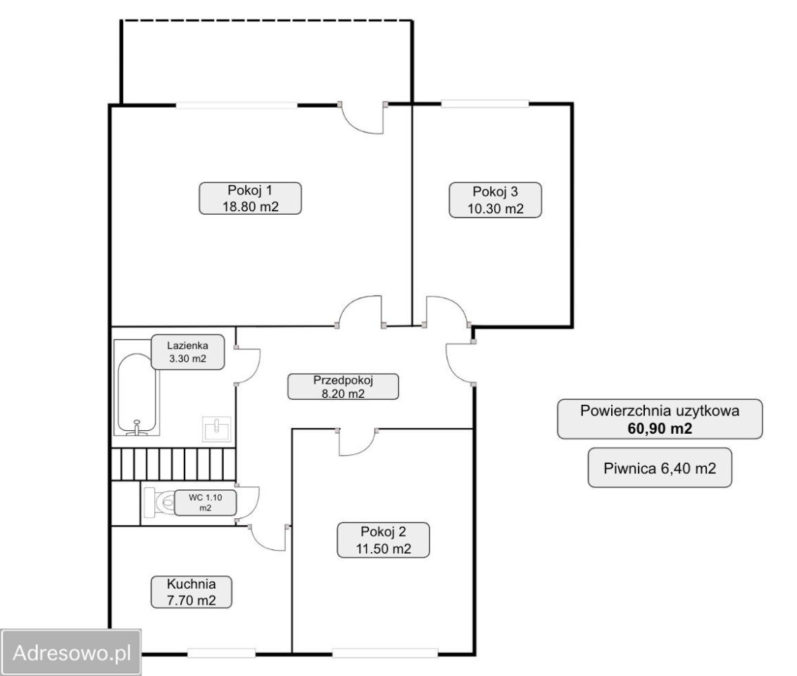Mieszkanie 3-pokojowe Piła, ul. Żeromskiego. Zdjęcie 12